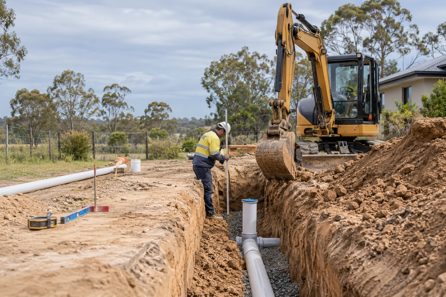 Illustrative sewer line excavation in a Brisbane setting