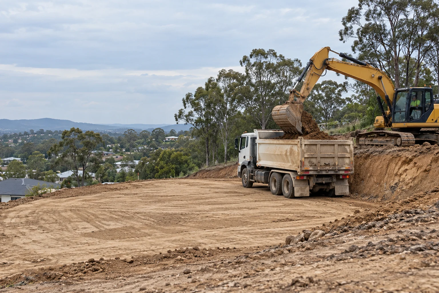 Illustrative site cuts in a Brisbane setting